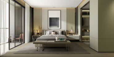 A modern room with classic interior design elements.