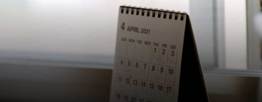 A calendar displaying the date 4th April 2021.